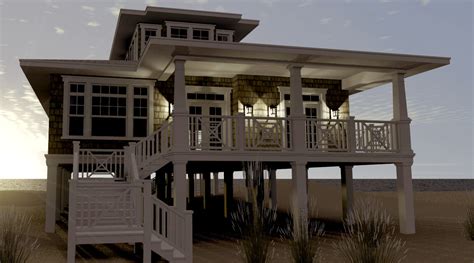 Coastal Home Plans On Stilts 4 Bedroom Beach House Plan With Large Vrogue
