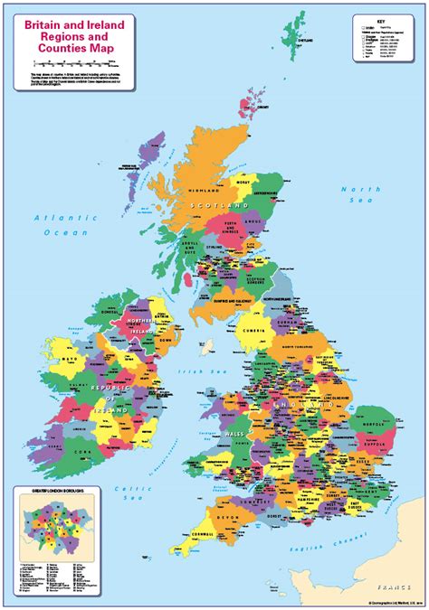 Britain And Ireland Counties And Regions Map Small Cosmographics Ltd