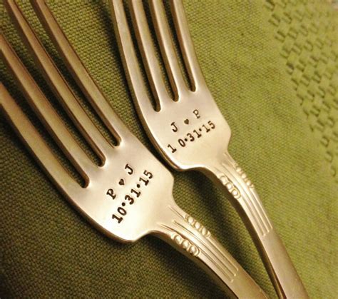 Personalized Wedding Forks Stamped Initials And Wedding Date Etsy