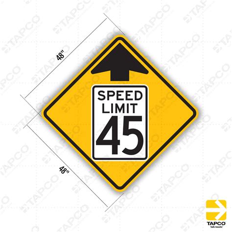 Speed Limit 45 Ahead Symbol Sign W3 5 Standard Traffic Signs Tapco