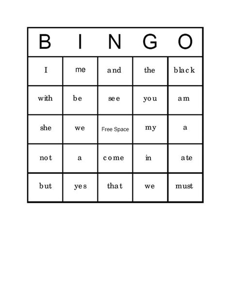 Betterlesson Word Bingo Sight Word Bingo Sight Words