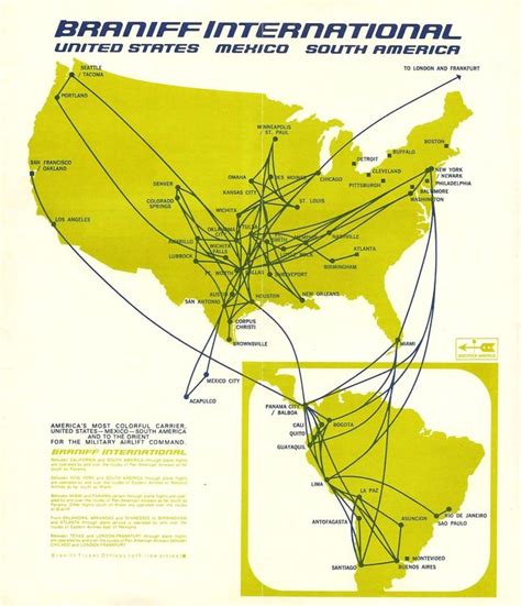 Braniff Route Maps Including South American Flights Route Map