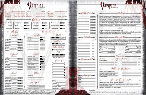 Vampire The Masquerade Character Sheet Program Software Free Download