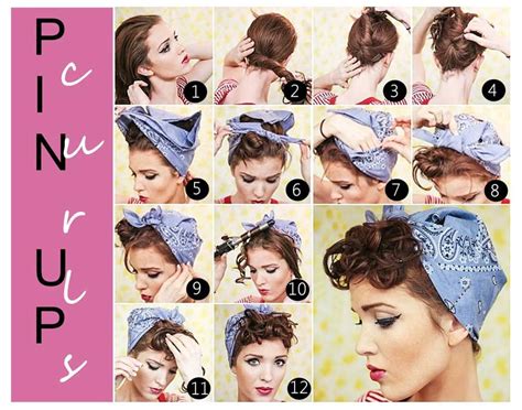 Pin Up Curls With Bandana Vintage Hairstyle Casual Uk