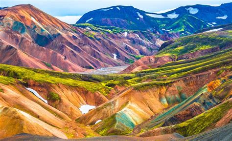 Beautiful Colorful Volcanic Mountains Landmannalaugar In Iceland Stock