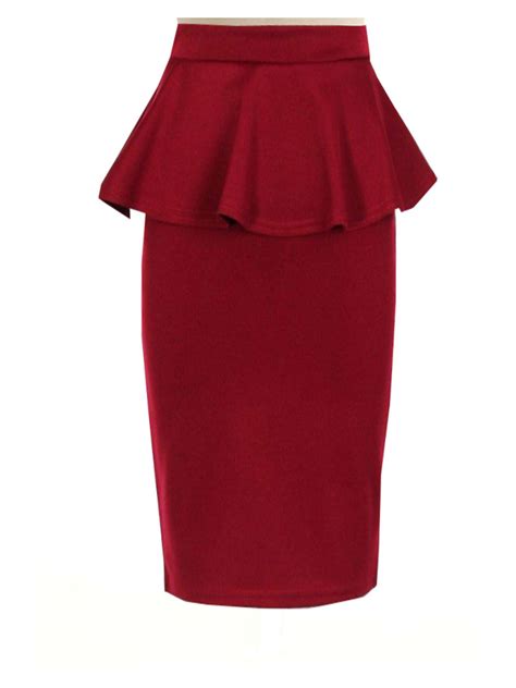 Red Pencil Skirt With Flared Peplum Custom Made To Fit Elizabeths