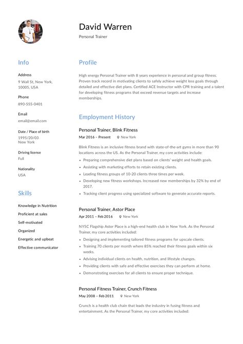 Sports Fitness Resume Examples Free Pdfs