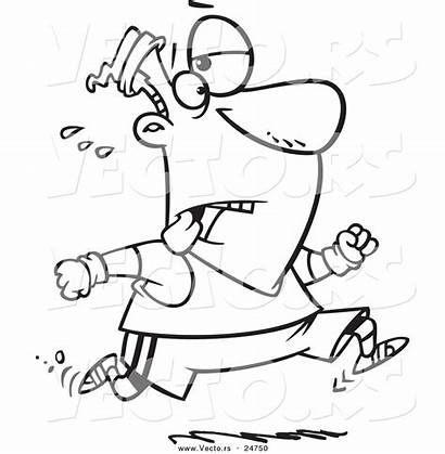 Tired Cartoon Jogging Coloring Outlined Leishman Ron