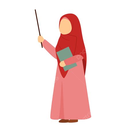Kartun Guru Muslim Guru Muslim Kartun Muslimah Png Dan Vektor Dengan Background Transparan