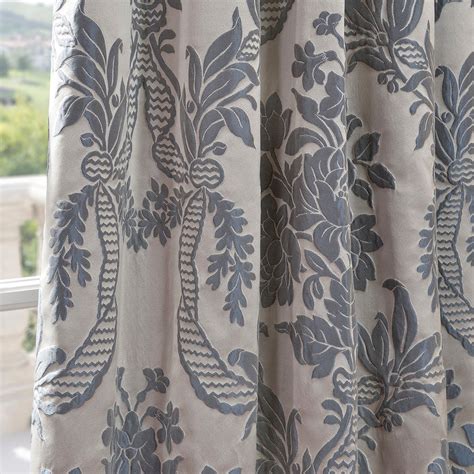 Whether it be street lighting or just general daylight, unwanted light can at times. Magdelena Silver & Blue Designer Damask Curtain | Faux ...
