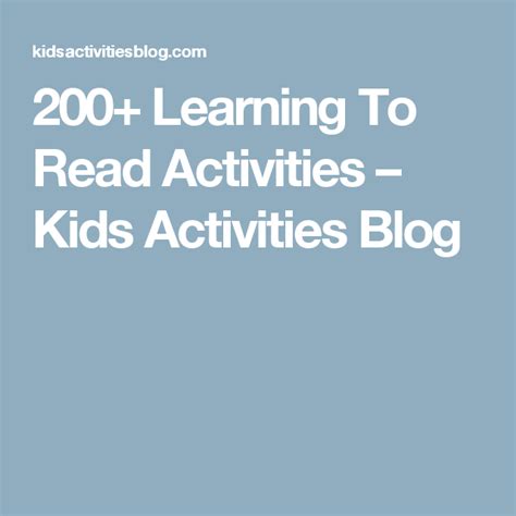 200 Fun And Easy Learn To Read Activities Your Child Will Love Learn