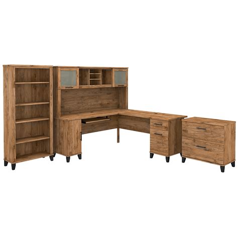 Bush Furniture Somerset 72w L Shaped Desk With Hutch Lateral File