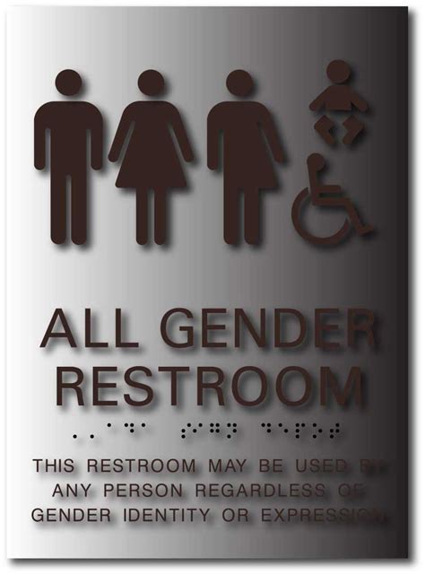 All Gender Restroom Signs With All Gender Symbols In Brushed Aluminum