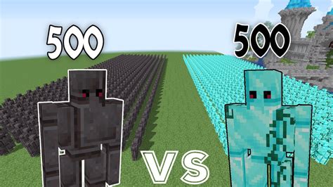 500 Diamond Golems Vs 500 Netherite Golems Minecraft Youtube