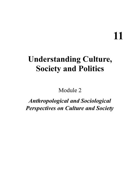 Understanding Culture W2 11 Understanding Culture Society And Politics Module 2