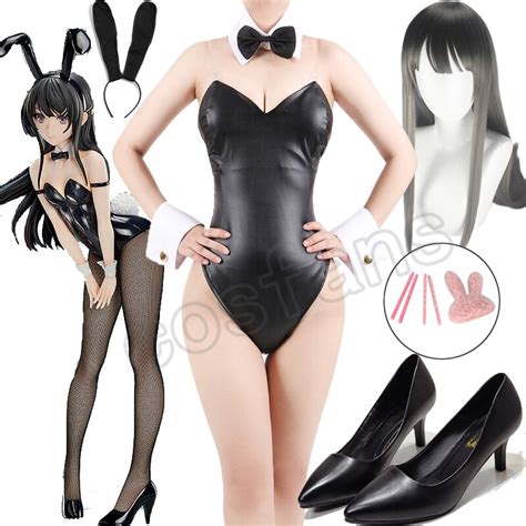 Anime Sakurajima Mai Cosplay Costume Halloween Women Black Sexy Jumpsuit Rascal Does Not Dream