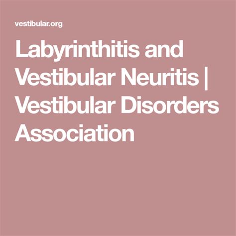 Labyrinthitis And Vestibular Neuritis Vestibular Disorders