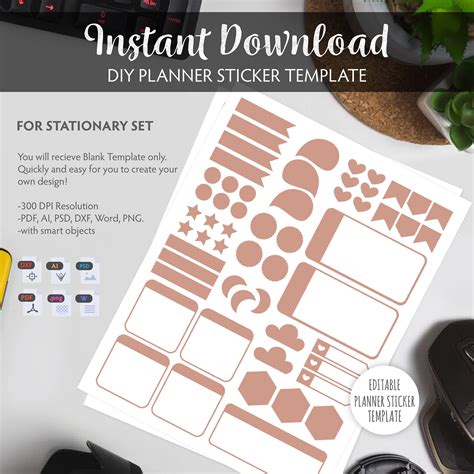 DIY Planner Sticker Templates DXF PSD Microsoft Word Ai Etsy