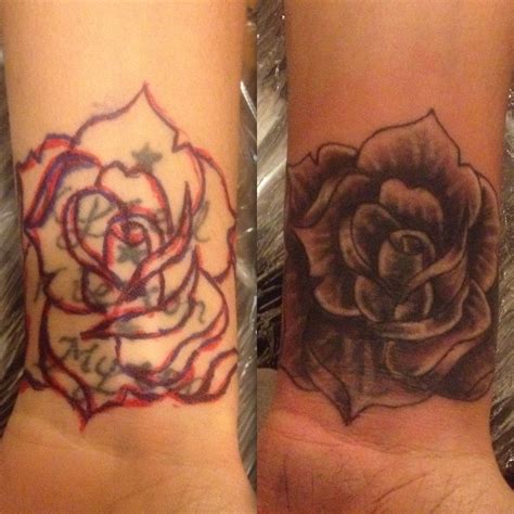 6.7 find an experienced tattoo artist. Cover up of dodgy tattoo with a black rose... | Black and ...