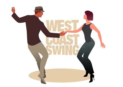 Young Couple Dancing Swing West Coast Style Stock Illustration