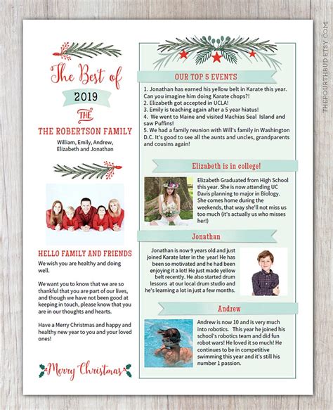Beautiful Christmas Newsletter And Year In Review Templates Christmas