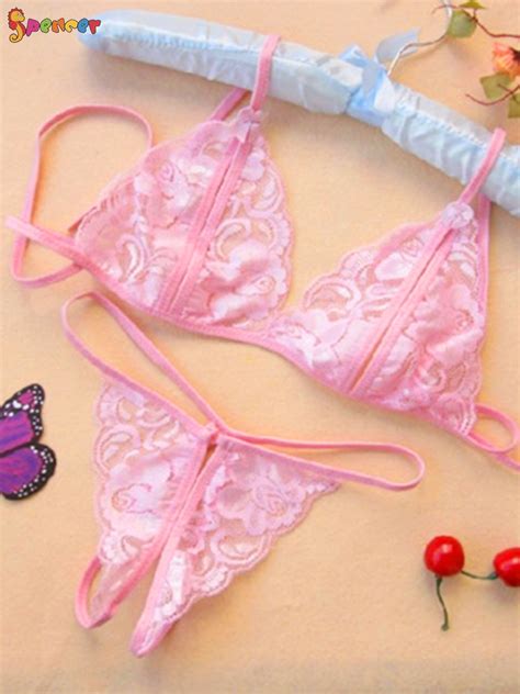 Spencer 2pcs Womens Sexy Lingerie Lace Bralette Bra Panty Set Floral