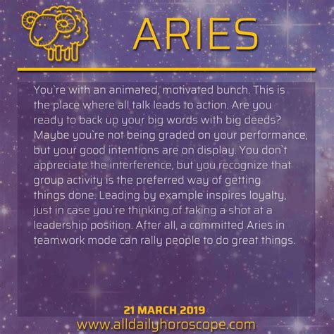 Aries horoscope 2019 foretells that if you are planning to follow this advice, remember that you are not going to want to be alone this year. Aries Daily Horoscope March 21, 2019 (Görüntüler ile)