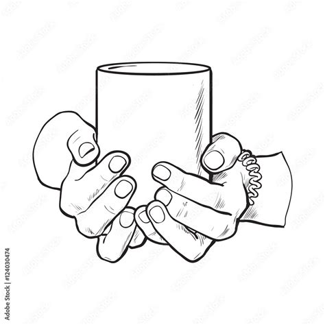 Vecteur Stock Well Groomed Female Hand Holding A Cup With Tea Or Coffee