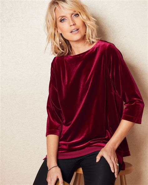 Cotton Traders Womens Velour Top In Red In 2020 Velour Tops Dressy Fashion Outfits Velvet