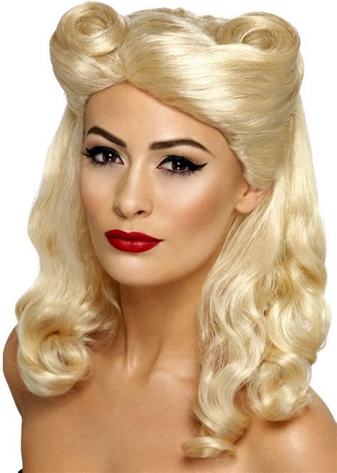 Womens 1940s Blonde Pin Up Girl Wig New Costumes For