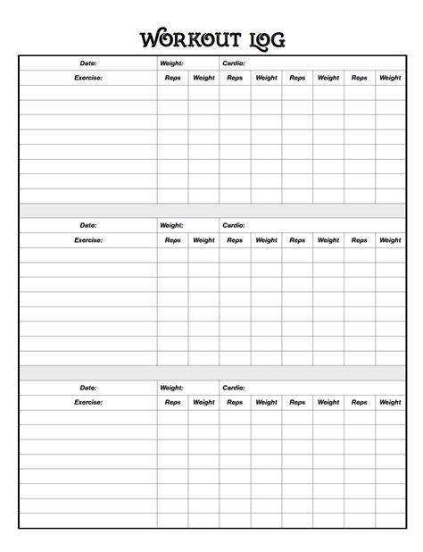 Cosgrove's newest version of the spartacus workout is called the triple set scorcher. Free Printable Workout Logs: 3 Designs | Workout log ...