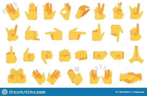 Emoji Hand Gestures Different Hands Signals And Signs Ok And Victory