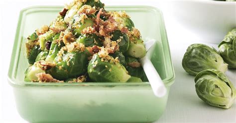 Kosher salt and white pepper. Baby brussels sprouts with pancetta crumbs and hazelnuts