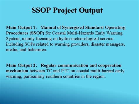 Synergized Standard Operating Procedures Ssop For Coastal Multihazards