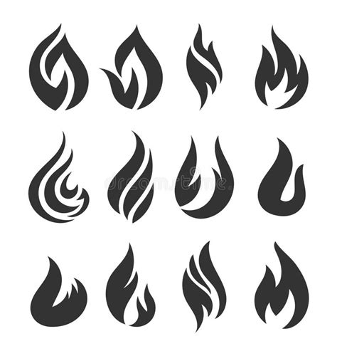 Black Fire Flame Set Modern Logotype Stock Vector Illustration Of