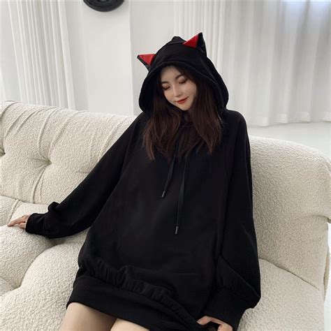 Japanese Winter Black Cat Hoodie Sweater Sd00973 Syndrome Cute