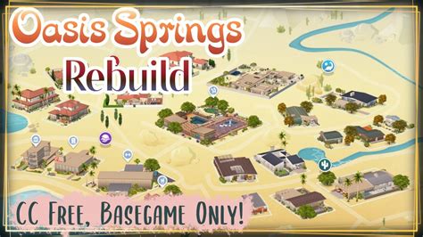 the sims 4 oasis springs rebuild cc free and basegame only youtube