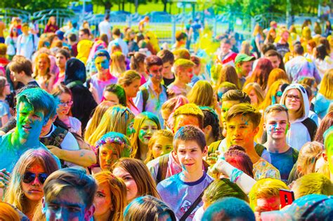 Crowd Of Young People At Festival Of Colors Royalty Free Stock Photo