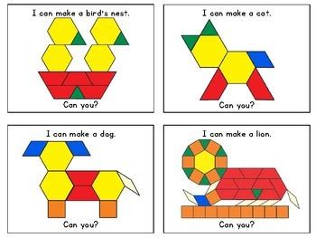 Color Composite Shapes: Pattern Block Task Cards by Mrs Cowmans Classroom