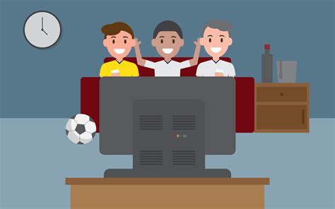 People Watching Sports On Tv Showing Emotion Football Or Soccer Ball