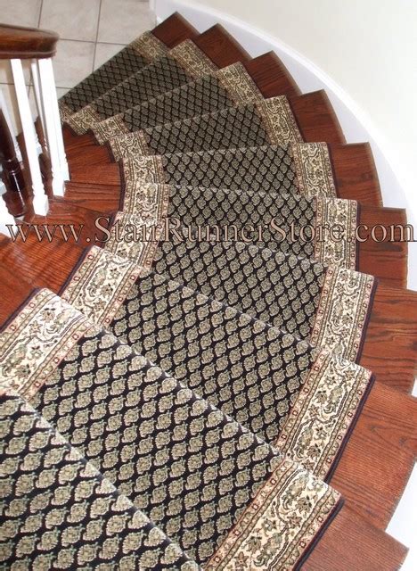 Curved Staircase Stair Runner Installation Traditional Staircase