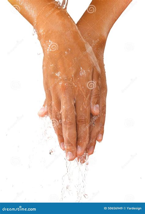 Close Up Of Female Hands In Oil And Pouring Water Stock Image Image