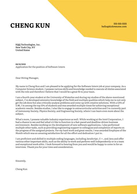 Motivational letter for job is always an important part of your job application success process. University Student Cover Letter Example | Kickresume