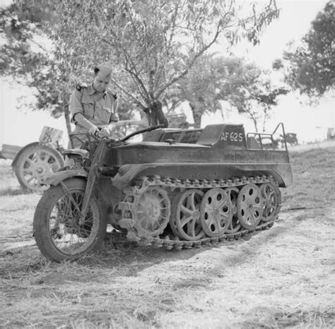 Captured German Kettenkrad Tracked Motorcycle Sicily 23 July 1943