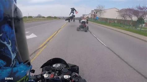 Watch Biker Survives Horror Crash That Threw Him 10 Feet In The Air