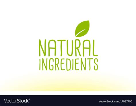 Natural Ingredients Green Leaf Text Concept Logo Vector Image