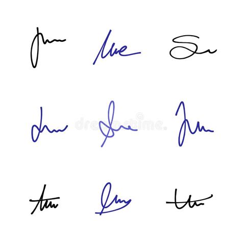 Handwriting Signature Set Stock Vector Illustration Of Document