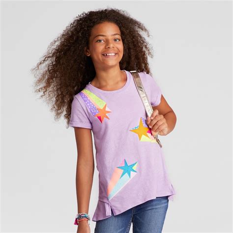 New Cat And Jack™ Girls Shooting Star Graphic T Shirt Soft Lilac