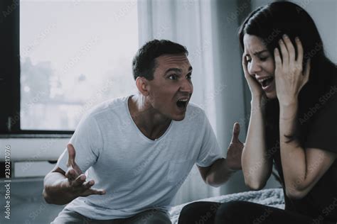 Angry Husband Screams At Wife During Quarrel Stock Photo Adobe Stock