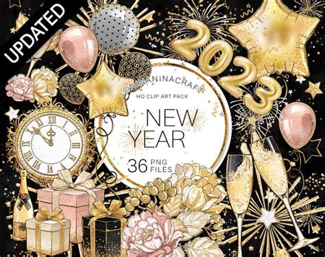 New Year Clipart New Years Planner Stickers Party Clip Etsy